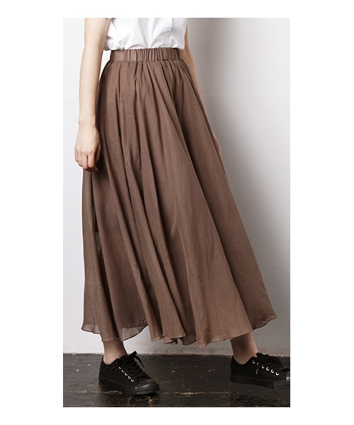 CHEER CLOSET(チアクローゼット)の「【プチプラのあや】コットンロングフレアスカート(スカート・レディース・ベージュ/ブラウン/イエロー/ブラック/グリーン/ブルー/レッド/ピンク・F)」の3枚目の写真