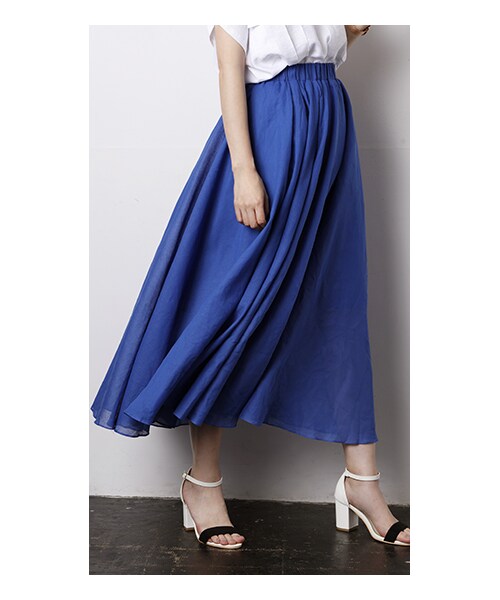 CHEER CLOSET(チアクローゼット)の「【プチプラのあや】コットンロングフレアスカート(スカート・レディース・ベージュ/ブラウン/イエロー/ブラック/グリーン/ブルー/レッド/ピンク・F)」の5枚目の写真