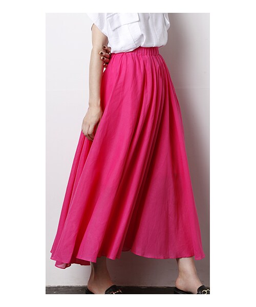 CHEER CLOSET(チアクローゼット)の「【プチプラのあや】コットンロングフレアスカート(スカート・レディース・ベージュ/ブラウン/イエロー/ブラック/グリーン/ブルー/レッド/ピンク・F)」の7枚目の写真