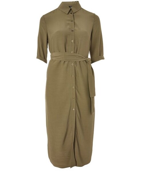 belted midi shirt dress