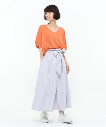 LAKOLE | リボンベルト付きTCストライプスカート(スカート)