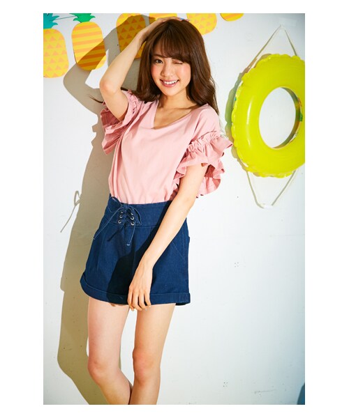 INGNI（イング）の「【秋の新作】レースアップショートパンツ（パンツ・レディース・ｲﾝﾃﾞｨｺﾞ・M）」の10枚目の写真