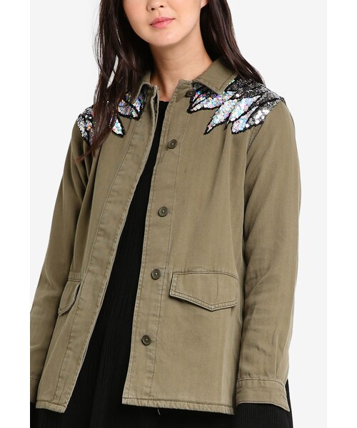 sequin khaki jacket