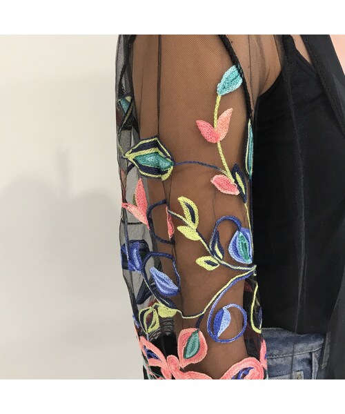copine(コピン)の「【期間限定価格】チュール素材カラフル刺繍デザインロングカーディガン(2color)【クリックポスト対象商品】(カーディガン/ボレロ・レディース・その他)」の7枚目の写真