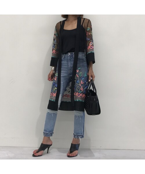 copine(コピン)の「【期間限定価格】チュール素材カラフル刺繍デザインロングカーディガン(2color)【クリックポスト対象商品】(カーディガン/ボレロ・レディース・その他)」の2枚目の写真