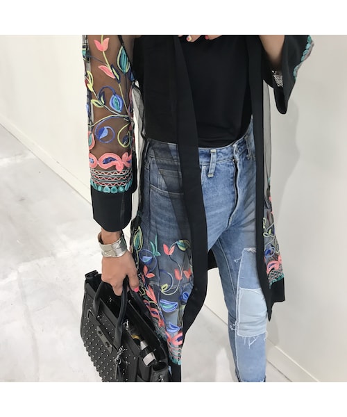 copine(コピン)の「【期間限定価格】チュール素材カラフル刺繍デザインロングカーディガン(2color)【クリックポスト対象商品】(カーディガン/ボレロ・レディース・その他)」の4枚目の写真