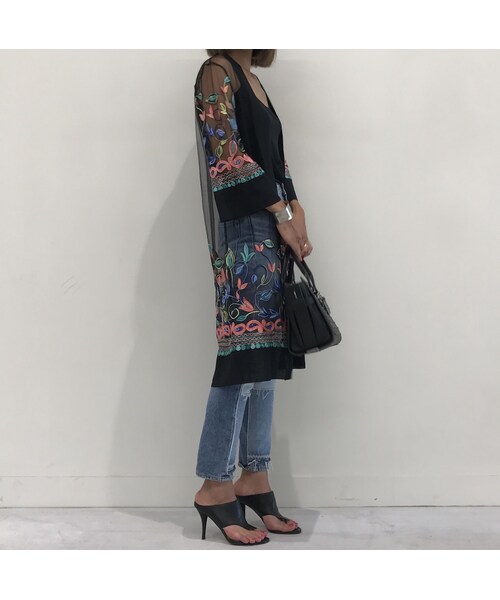 copine(コピン)の「【期間限定価格】チュール素材カラフル刺繍デザインロングカーディガン(2color)【クリックポスト対象商品】(カーディガン/ボレロ・レディース・その他)」の3枚目の写真