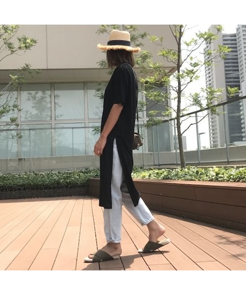 copine（コピン）の「スリット入りシンプルTシャツワンピース/ロングTシャツ（3color）【クリックポスト対象商品】（Tシャツ/カットソー・レディース・その他）」の13枚目の写真