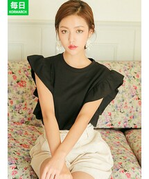 KORMARCH | ラッフルポイントスリーブレスTシャツ(Tシャツ/カットソー)