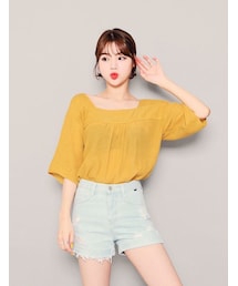 HOTPING | ロールアップダメージデニムショートパンツ(デニムパンツ)