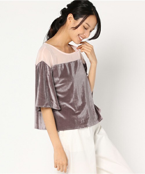 archives(アルシーヴ)の「ベロア×チュールトップス(Tシャツ/カットソー・レディース・ブラック/グレー/ワイン・MEDIUM)」の3枚目の写真