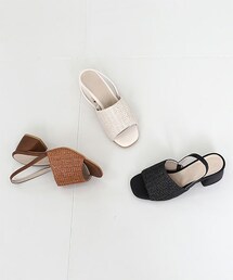 SOVOMALL | フェイクストローミドルヒールスリングバックサンダル(サンダル)