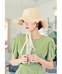 HOTPING | レースストラップ付きラフィアハット(ハット)