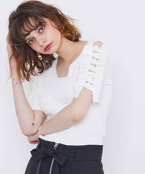 UN3D.（アンスリード）の「リボンスリーブニット（）」 - WEAR