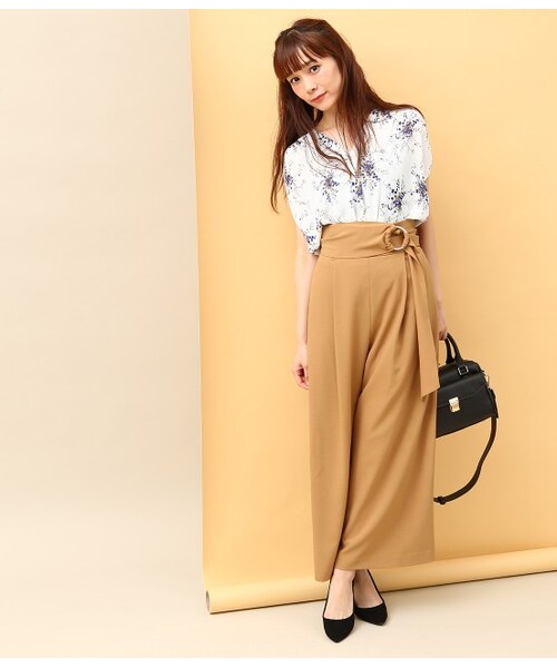 VIS(ビス)の「丸カンベルトハイウエストワイドパンツ(パンツ・ブラック/キャメル/ブルー系/ワイン系・S/M/L)」の15枚目の写真