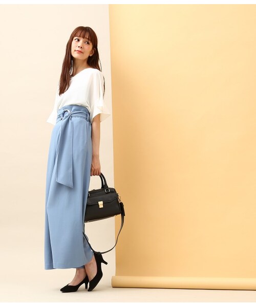 VIS(ビス)の「丸カンベルトハイウエストワイドパンツ(パンツ・ブラック/キャメル/ブルー系/ワイン系・S/M/L)」の12枚目の写真