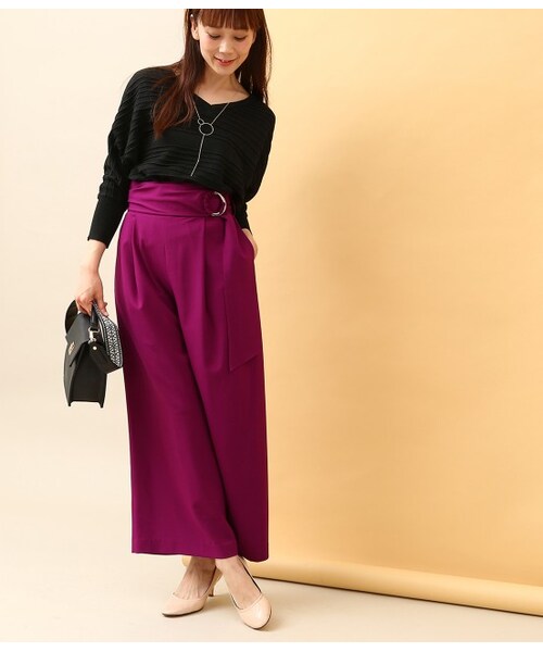 VIS(ビス)の「丸カンベルトハイウエストワイドパンツ(パンツ・ブラック/キャメル/ブルー系/ワイン系・S/M/L)」の16枚目の写真