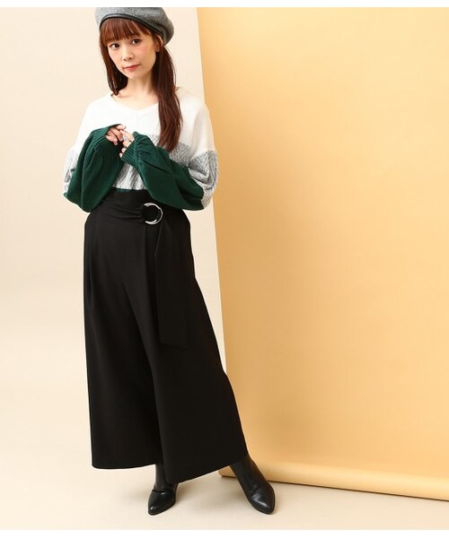 VIS(ビス)の「丸カンベルトハイウエストワイドパンツ(パンツ・ブラック/キャメル/ブルー系/ワイン系・S/M/L)」の14枚目の写真