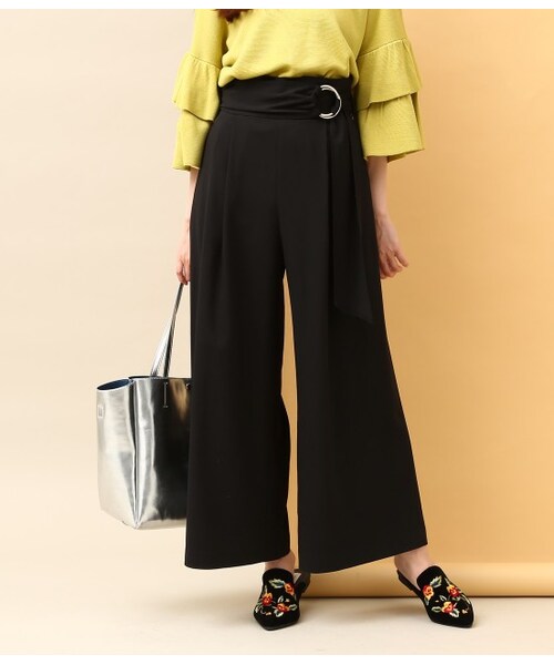 VIS(ビス)の「丸カンベルトハイウエストワイドパンツ(パンツ・ブラック/キャメル/ブルー系/ワイン系・S/M/L)」の2枚目の写真