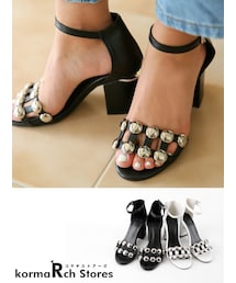 KORMARCH | シルバーポイントカットアウトストラップサンダル(パンプス)