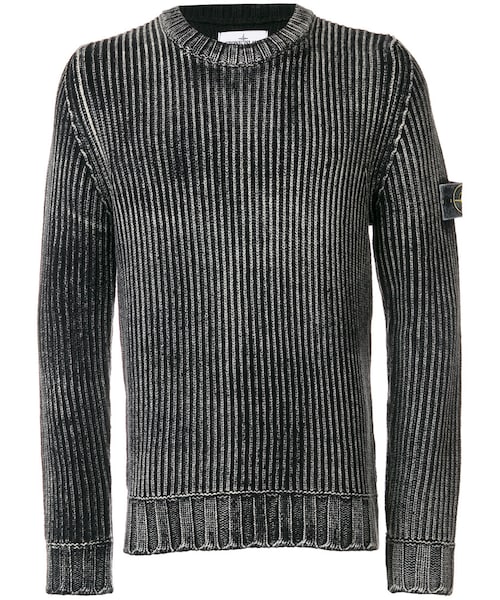 Stone  グレー ニット Lambswool Crew Knit - Polvere Melange - V0M64 | Stone Island