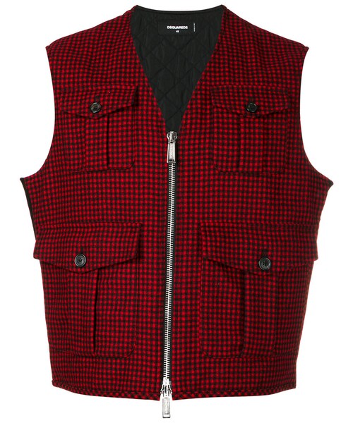 Dsquared2 ディースクエアード の Dsquared2 チェック柄 ベスト Men ポリアミド ポリエステル ポリウレタン バージンウール 48 ベスト Wear