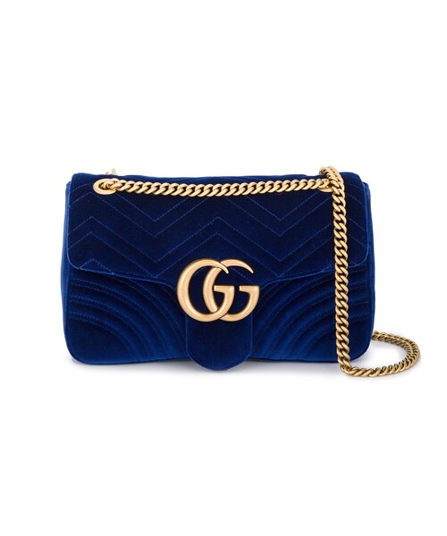 Gucci - GG Marmont ショルダーバッグ - women - 真鍮/ベルベット - ワンサイズ