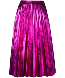 GUCCI | Gucci - メタリックプリーツスカート - women - シルク/レザー - 36(スカート)