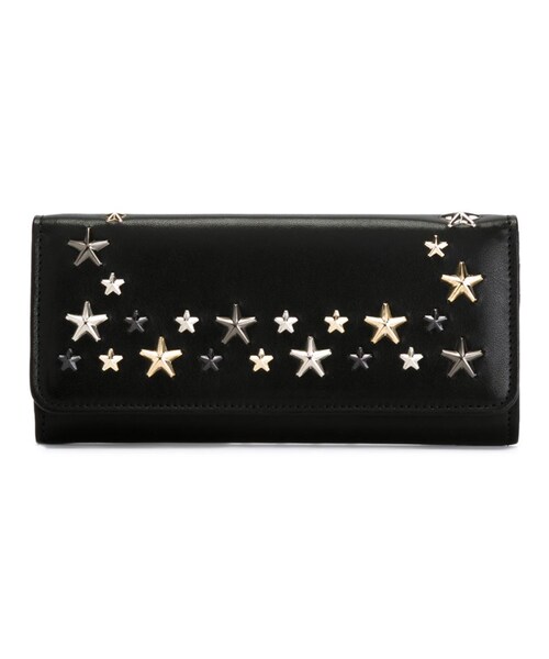JIMMY CHOO(ジミーチュウ)の「Jimmy Choo - Nino 財布 - women - レザー/金属(めっき) - ワンサイズ(財布・レディース・ブラック・ワンサイズ)」の1枚目の写真