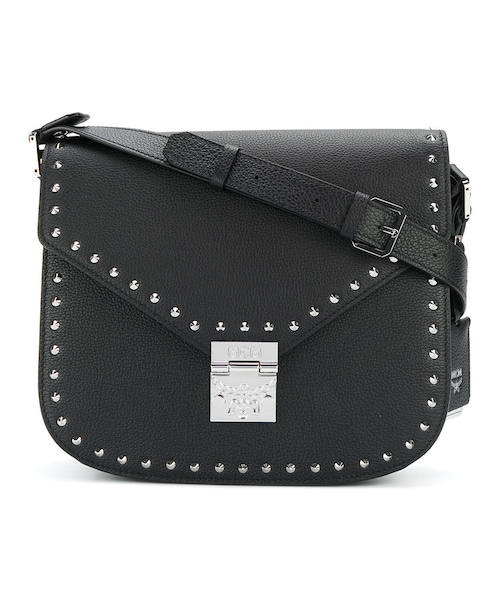 MCM 黒 レザー ショルダーバッグ スタッズ