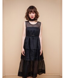 Marjorie | 黑色約定，多層次透視感蛋糕裙洋裝(ワンピース/ドレス)