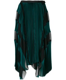 Sacai | Sacai - アシンメトリー プリーツスカート - women - ポリエステル/レーヨン/キュプロ - 2(スカート)