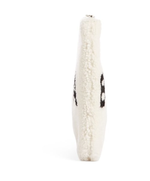 BALENCIAGA（バレンシアガ）の「Balenciaga Genuine Shearling Logo Pouch - White（クラッチバッグ・レディース・Black/White・One Size）」の4枚目の写真