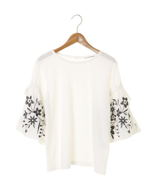 Green Parks(グリーンパークス)の「RAY CASSIN FAVORI ・RAY キャンディースリーブ刺繍7分袖プルオーバー(トップス・オフホワイト/ブラック/ボルドー/キャメル・F)」の9枚目の写真