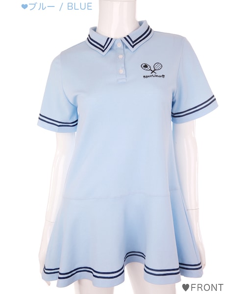 Bobon21（ボボンニジュウイチ）の「ガーリーテニスワンピース-全３色-（ワンピース・レディース・ピンク/ブルー/ホワイト・S/M/L）」の3枚目の写真