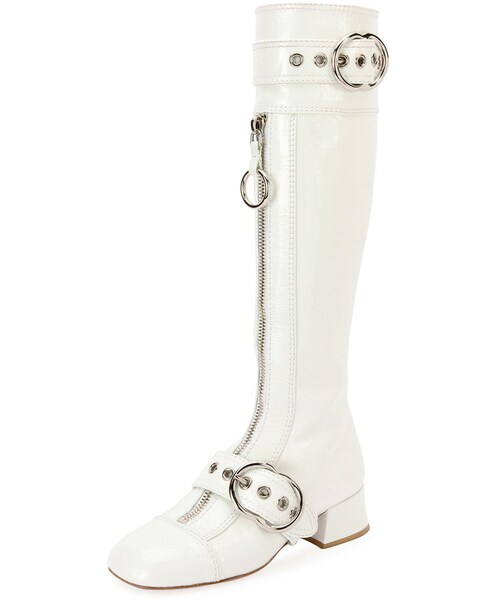 miu miu（ミュウミュウ）の「Miu Miu Patent Leather Knee-High Boot（ブーツ・レディース・White・6.5B / 36.5EU/8B / 38EU）」の4枚目の写真