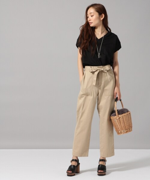 JEANASIS（ジーナシス）の「リボンツキベーカーパンツ（パンツ・ブラック()/ベージュ()/カーキ()）」の6枚目の写真