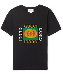 GUCCI | Gucci Slim-Fit Distressed Printed Cotton-Jersey T-Shirt(Tシャツ/カットソー)