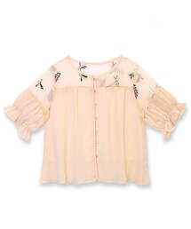 flower | puff sleeve EMB top～ﾊﾟﾌｽﾘｰﾌﾞｴﾝﾌﾞﾛｲﾀﾞﾘｰﾄｯﾌﾟ(シャツ/ブラウス)