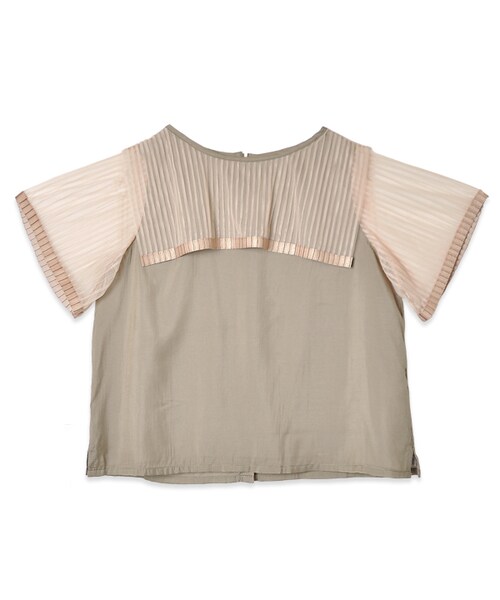 flower（フラワー）の「though pleats half top ～ｽﾙｰﾌﾟﾘｰﾂﾊｰﾌﾄｯﾌﾟ（Tシャツ/カットソー・レディース・gray/brown/purple・FREE）」の2枚目の写真