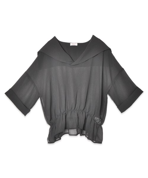 flower(フラワー)の「peplum marine top~ペプラムマリントップ(Tシャツ/カットソー・レディース・black/beige・FREE)」の1枚目の写真