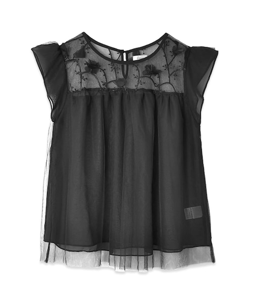 flower（フラワー）の「petals EMB top ～ﾍﾟﾀﾙｽﾞｴﾝﾌﾞﾛｲﾀﾞﾘｰﾄｯﾌﾟ（シャツ/ブラウス・レディース・white/black・FREE）」の2枚目の写真