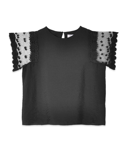 flower(フラワー)の「wonder lace top~ワンダーレーストップ(Tシャツ/カットソー・レディース・blue/beige/black/white・FREE)」の3枚目の写真