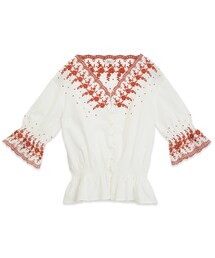 flower | scallop EMB blouse ～ｽｶﾗｯﾌﾟｴﾝﾌﾞﾛｲﾀﾞﾘｰﾌﾞﾗｳｽ(シャツ/ブラウス)