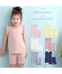 enchante petit | フリルデザインノースリーブカットソー×ショートレギンスセット(タンクトップ)