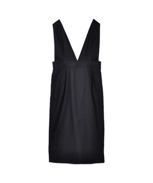 flower（フラワー）の「study apron onepiece～ ｽﾀﾃﾞｨｴﾌﾟﾛﾝﾜﾝﾋﾟｰｽ（ワンピース・レディース・beige/black・FREE）」の2枚目の写真