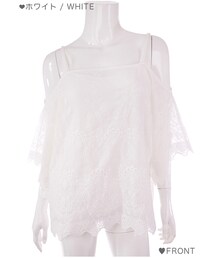 Bobon21 | コットンレースオフショルトップス-全１色-(Tシャツ/カットソー)