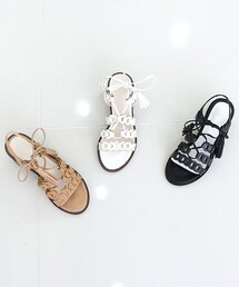 SOVOMALL | タッセルポイントレースアップサンダル(サンダル)