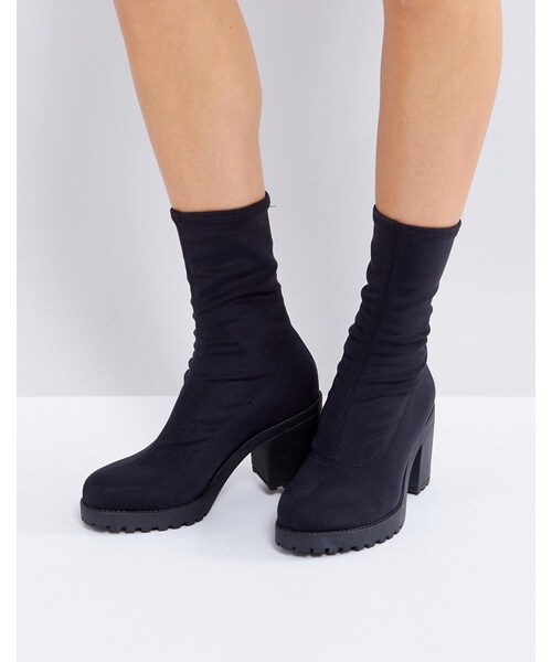 Vagabond Womens Grace Sock Closed Toe Fashion Block Heel Black Boots 