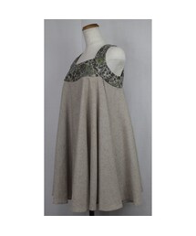 no brand | シルク混ボリュームフレアチュニック (ベージュ×エアリーコット花柄) I17 【送料・代引き手数料無料】(その他トップス)
